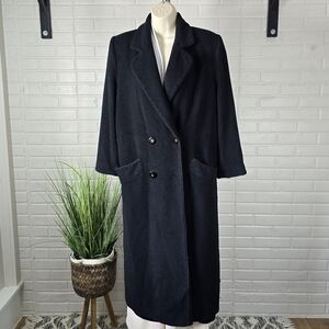 Vintage Neiman Marcus Black 100% Cashmere Long Coat size Medium Large